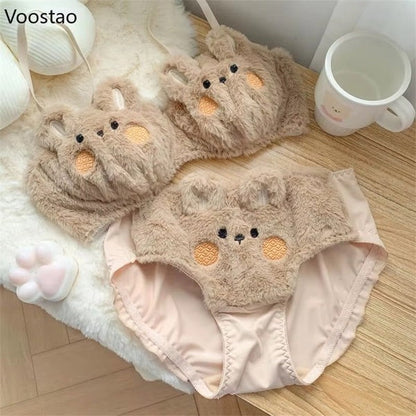 Japanese cartoon rabbit underwear Bra & Panty Set