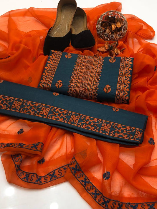 3 Piece Lawn Cotton Unstiched Suit