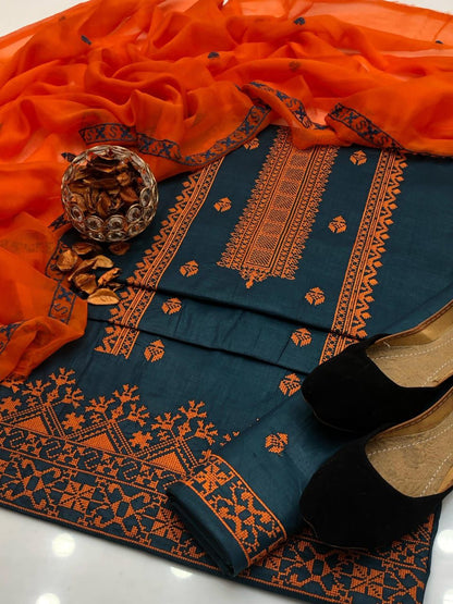 3 Piece Lawn Cotton Unstiched Suit