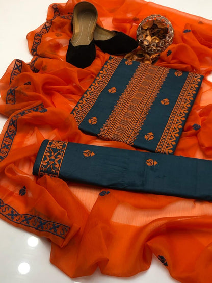 3 Piece Lawn Cotton Unstiched Suit