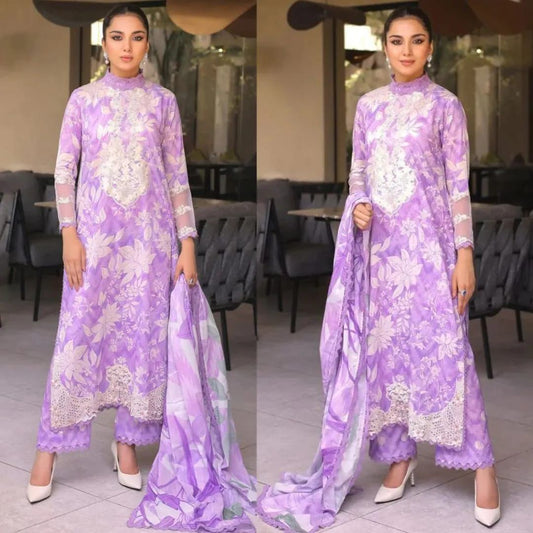 03PCS UNSTITCHED SUIT FABRIC Digtal printed lawn